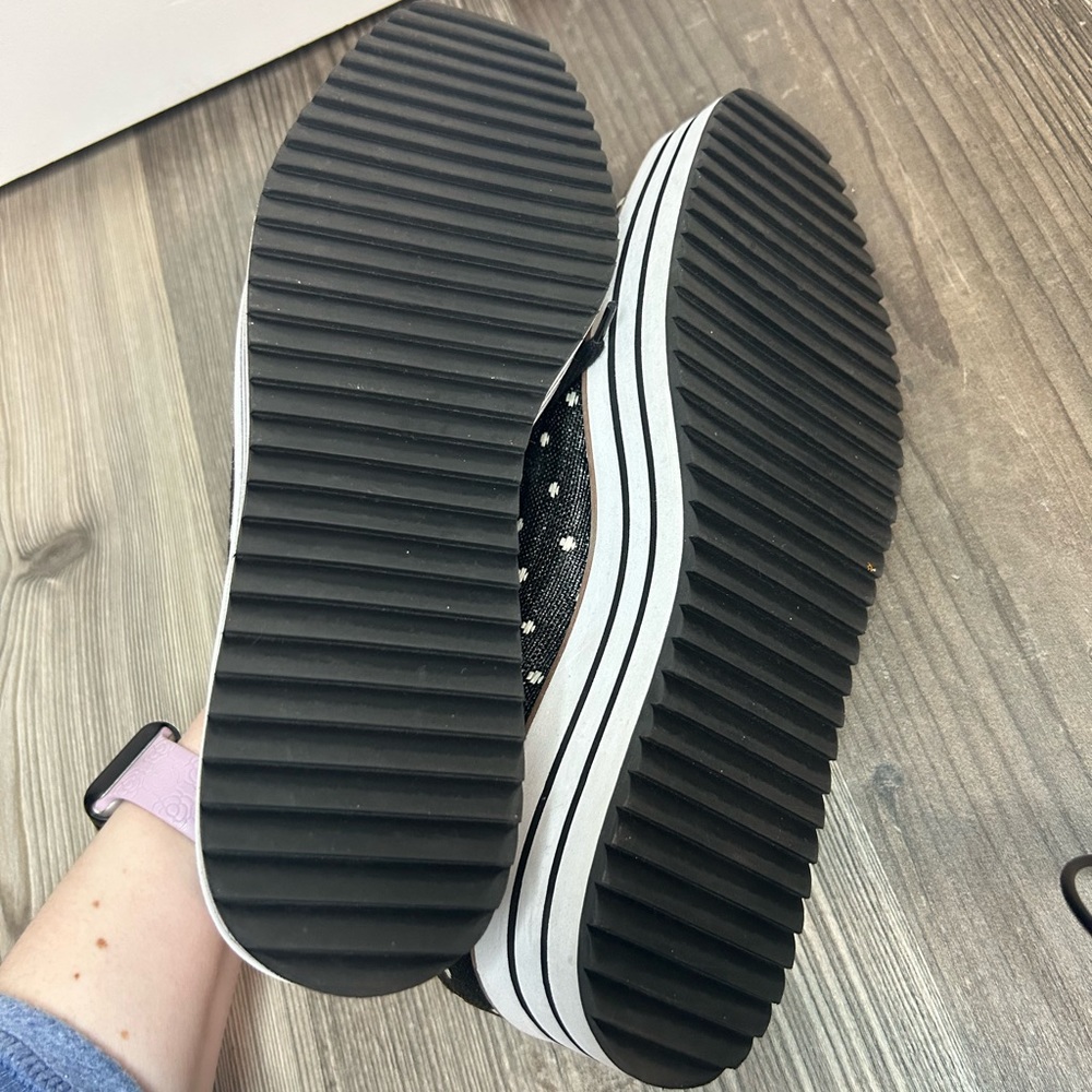 Black and White Polka Dot Platform Sneakers - Picture 3 of 4